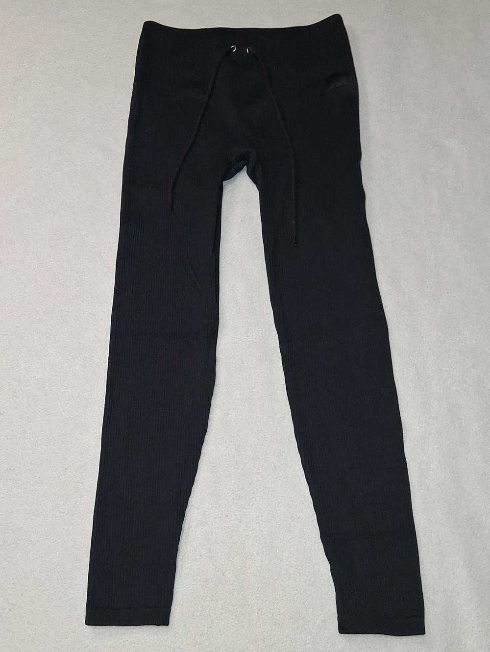 Sommer Ray Women's Black Ribbed Lounge Leggings with Drawstring Waist